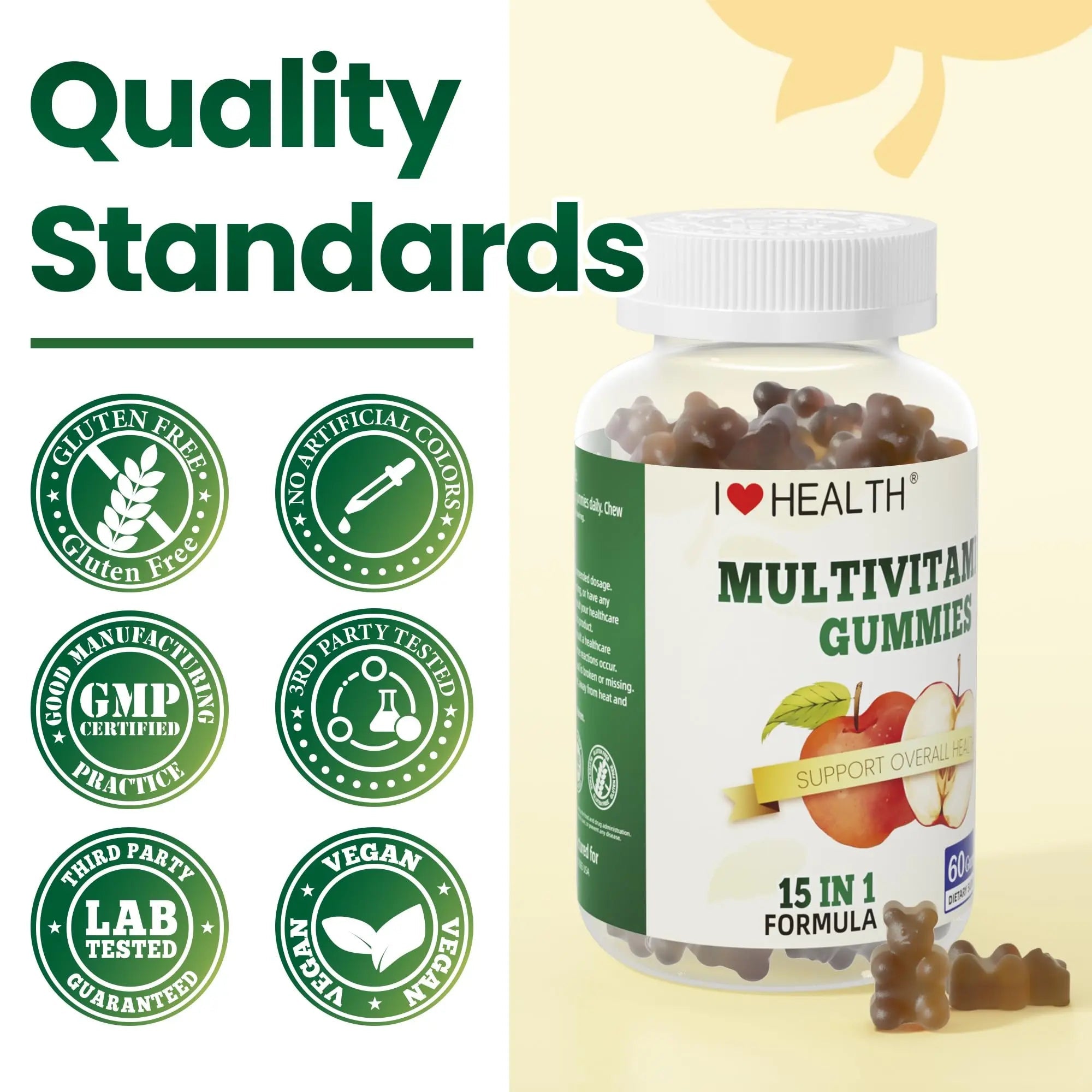 I LOVE HEALTH® 15-in-1 Multivitamin Gummies for Adults & Kids - Enhanced Formula with Vitamin A, C, D3, E, B12, Zinc, Magnesium & More I LOVE HEALTH Au supplements