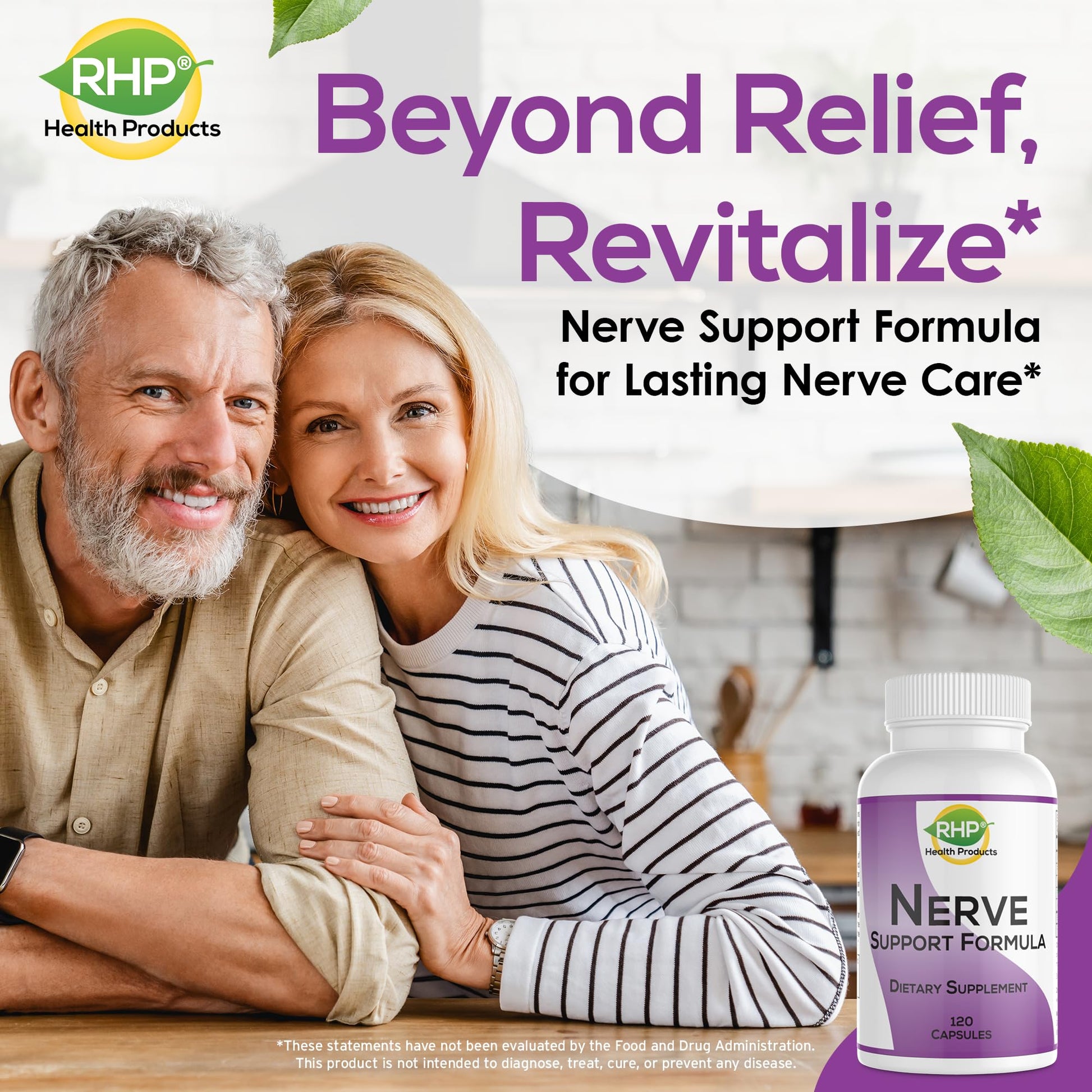 RHP Nerve Support Formula. Nutritional Support of Neuropathy, Nerve Relief from Aches, Nerve Pain & Discomfort. B-Complex with Benfotiamine and Methyl B12. 120 Capsules RHP Au supplements