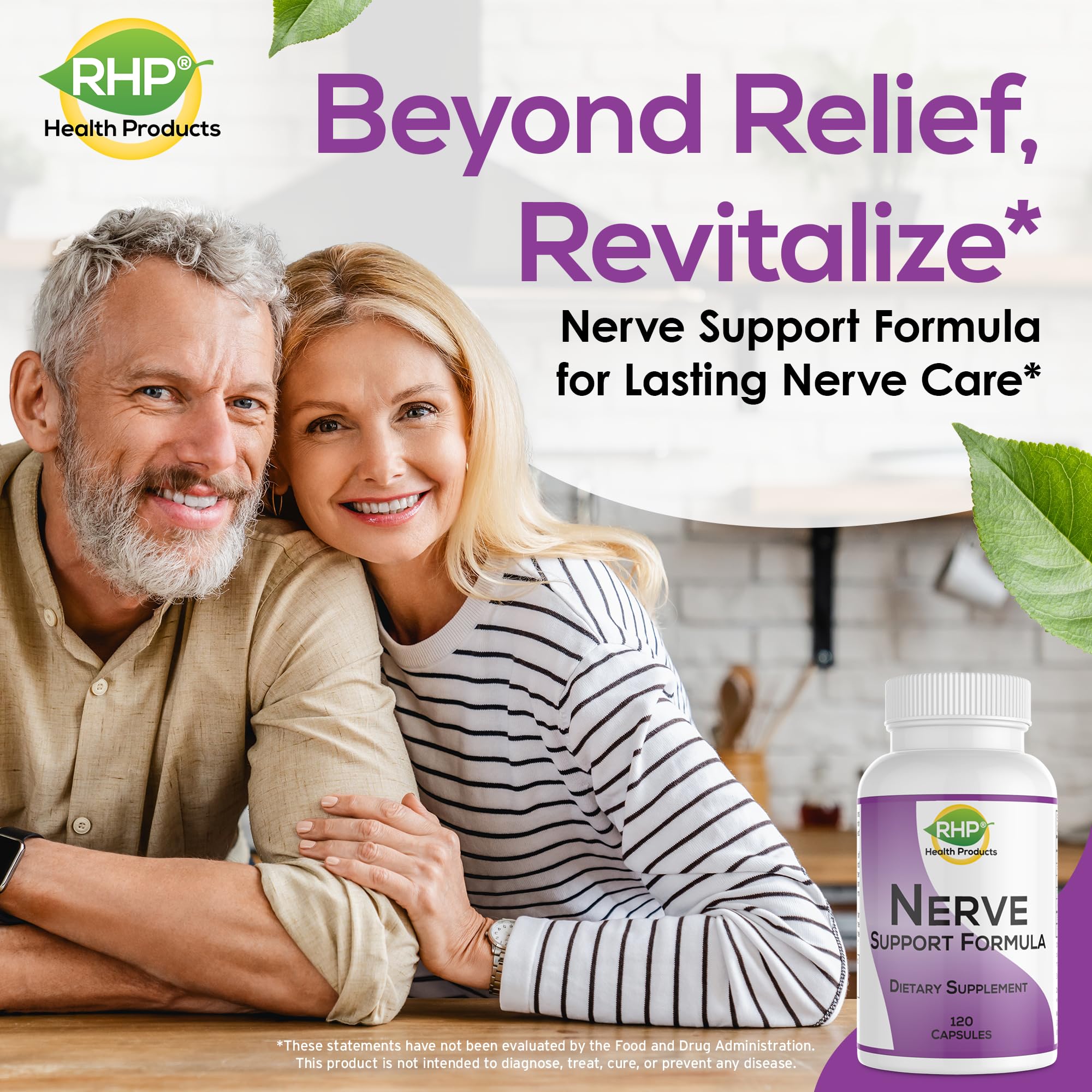 RHP Nerve Support Formula. Nutritional Support of Neuropathy, Nerve Relief from Aches, Nerve Pain & Discomfort. B-Complex with Benfotiamine and Methyl B12. 120 Capsules RHP Au supplements