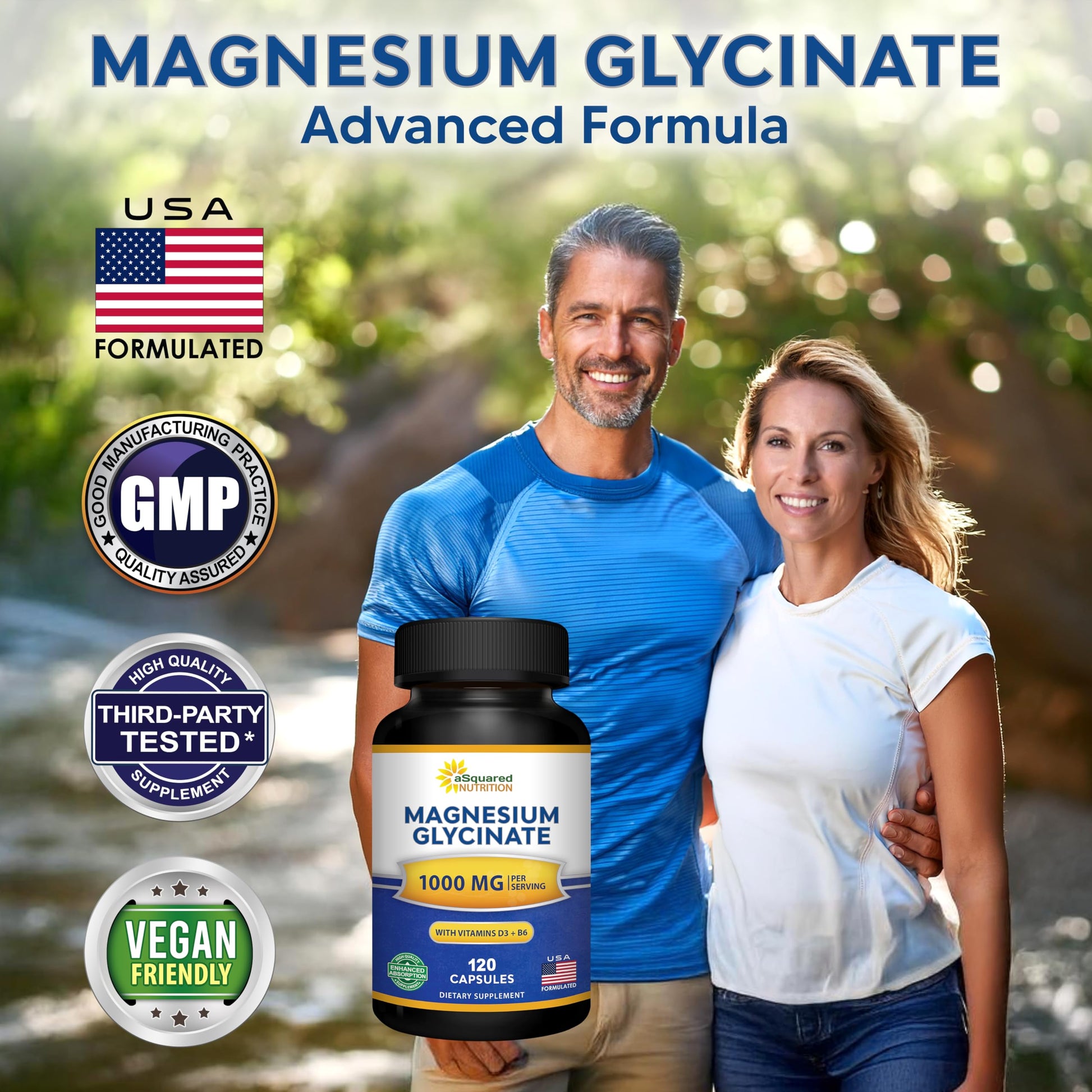 Magnesium Glycinate 1000mg with Vitamin D3 & B6-500mg per Capsule - Pure Elemental Mag Supplement Complex for Sleep, Muscle, Bone Health - Replace Gummies, Tablets & Powder - 120 Capsules aSquared Nutrition Au supplements