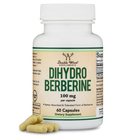 Dihydroberberine Supplement 100mg, 60 Capsules (Patented GlucoVantage Super Double Wood SupplementsAU supplements