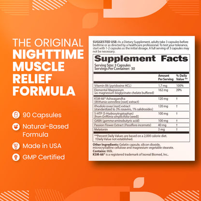 SaltWrap Mag R&R - Nighttime Muscle Cramps Support, Natural Sleep Support for Adults with Magnesium Glycinate for Muscle Spasm and Leg Cramps Relief, 90 Capsules SaltWrapAu supplements