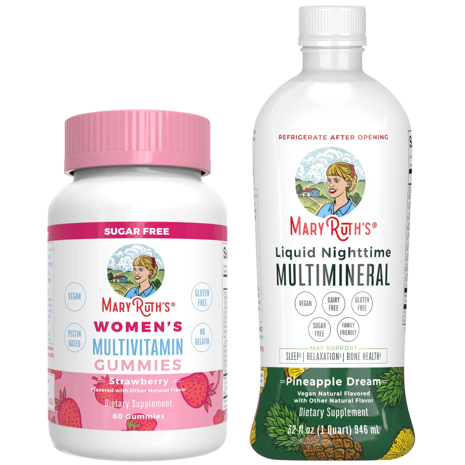 MaryRuth's Multivitamin Gummies for Women (Strawberry) & Liquid Nighttime Multimineral (Pineapple) | Clean Label Project Verified MARYRUTH'S Au supplements