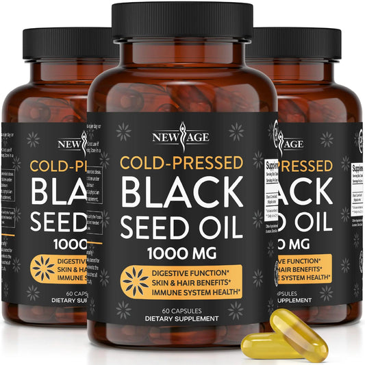 Black Seed Oil Softgel Capsules - Premium Cold-Pressed Nigella Sativa Producing Pure NEW AGEAU supplements