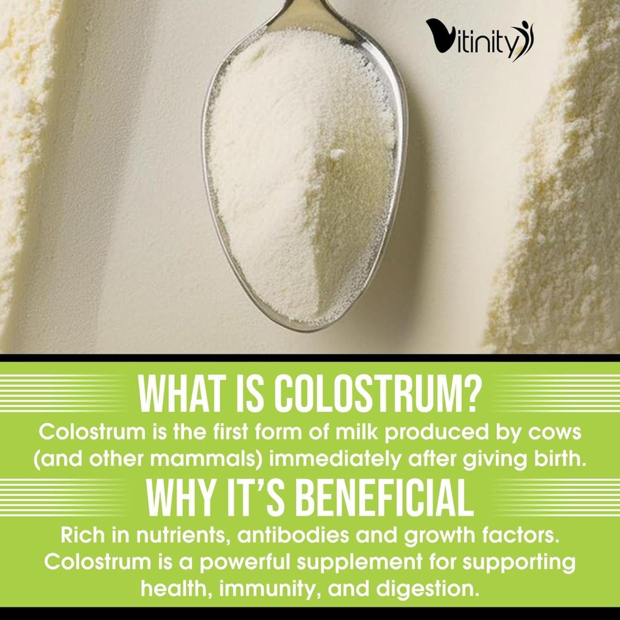 VITINITY Grass Fed Bovine Colostrum Powder for Humans 3000 mg - Natural IgG Colostrum Supplement Gut Health, Immune Support, Muscle Recovery, Wellness | Pure Colostrum Superfood,Unflavored 2 Pack VITINITY Au supplements