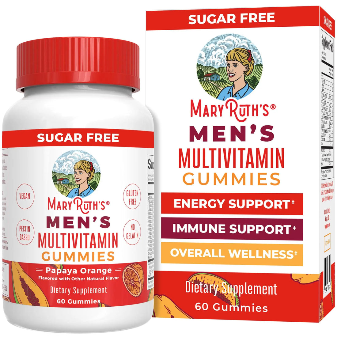 MaryRuth's Multivitamin Gummies for Men | Vitamin A, C, D, E, B6, B12, Biotin, Zinc | Energy Metabolism | Immunity | Bone Health | Cellular Health | Vegan | Non-GMO | Gluten & Sugar Free | 60 Count MARYRUTH'S Au supplements