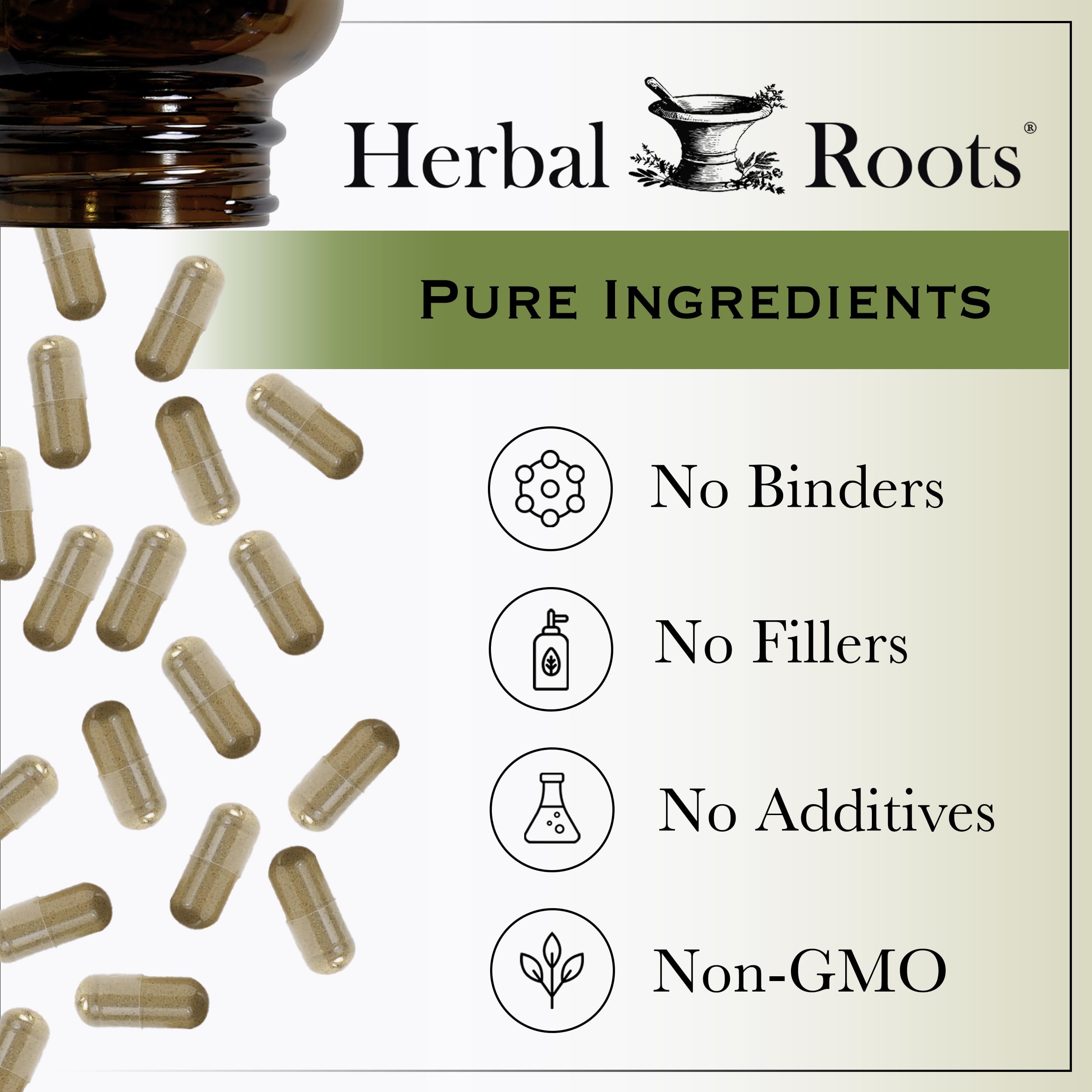 Herbal Roots Ginger Supplement | Organic Ginger Root Capsules | 1,200 mg of Pure Ginger Powder per Serving | 60 Vegan Capsules