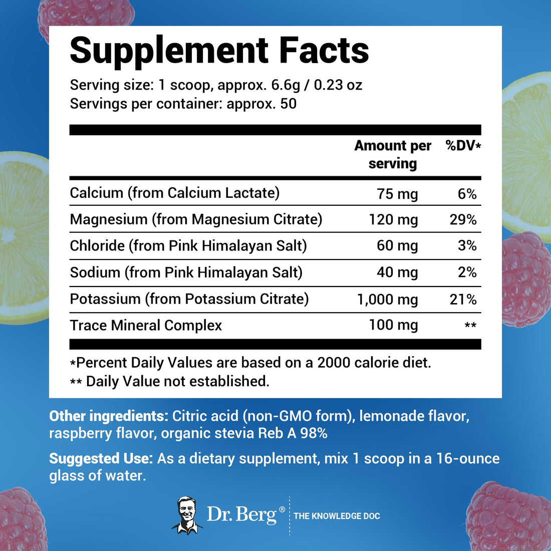 Dr. Berg Hydration Keto Electrolyte Powder - Enhanced w/ 1,000mg of Potassium Dr. Berg Nutritionals Au supplements