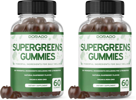 Supergreens Gummies (60 Count) Daily Greens Gummies - Greens Supplements with 8 Ingredient Power Blend - Superfood for Immunity Support for Adults - Third Party Tested, Vegan & USA Made (Pack of 2) DORADO NUTRITIONAu supplements