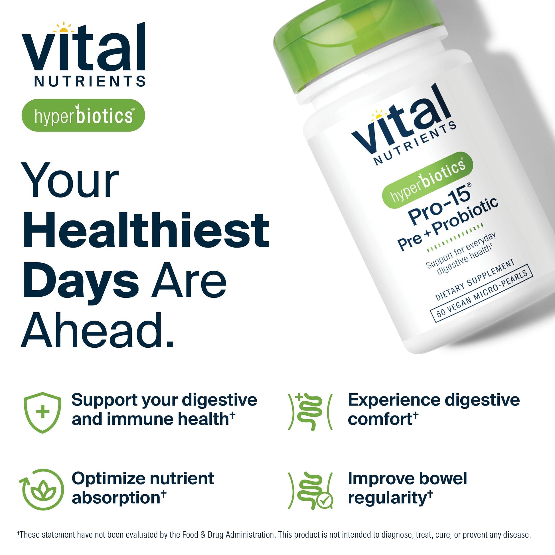 Hyperbiotics Vital Nutrients Pro-15 Prebiotics and Probiotics for Women and Men | 15 Science Backed Strains | Supports Occasional Constipation, Diarrhea, Gas & Bloating | 60 Vegan Time Release Pearls Hyperbiotics Au supplements