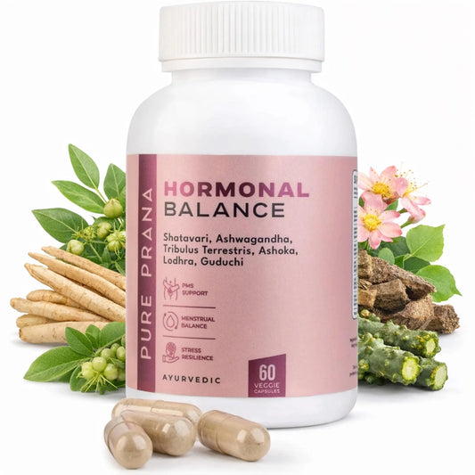 Pure Prana Ayurvedic Hormone Balance for Women - Shatavari & Ashwagandha Supplement for PMS Relief & Menstrual Support - Menopause, Perimenopause & Cortisol Support - 60 Capsules Pure PranaAU supplements