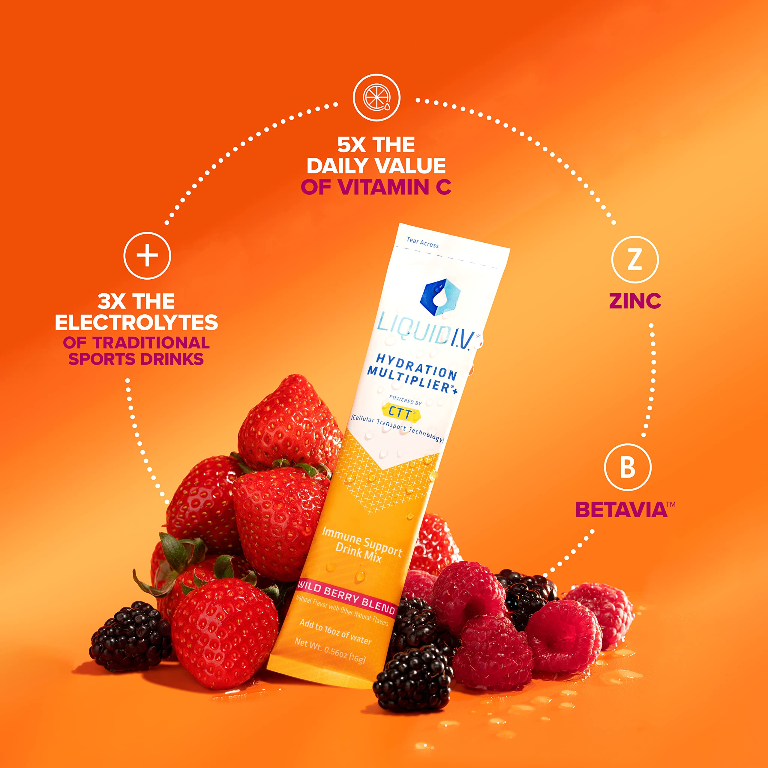 Liquid I.V. Hydration Multiplier + Immune Support -Wild Berry Blend - Hydration Powder Liquid I.V. Au supplements
