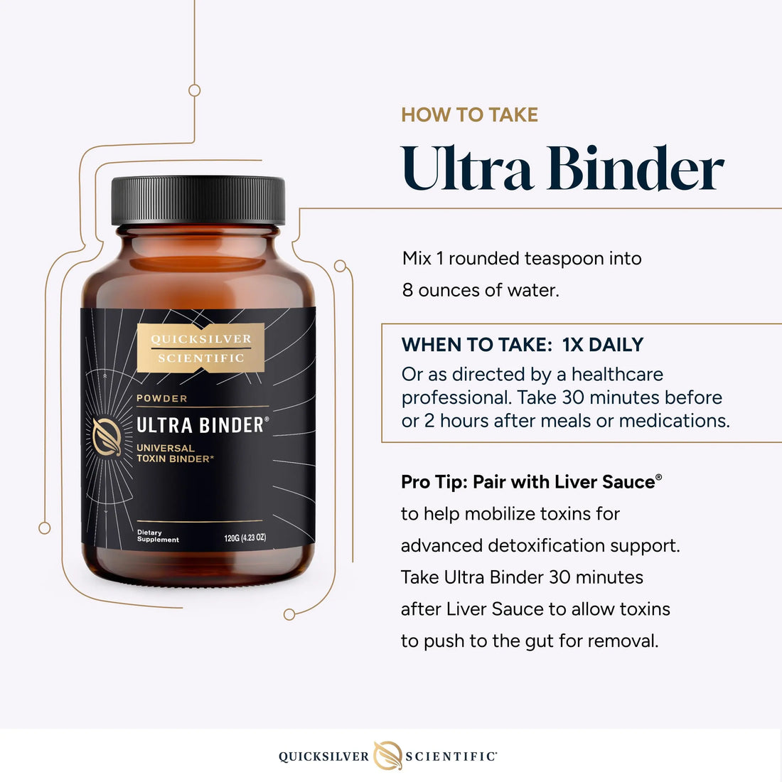 Quicksilver Scientific Ultra Binder Powder - Multi Binder with Bentonite Clay, Zeolite Detox & Charcoal - Supplement for Gut Support & The Body's Toxin Removal Process (120g) Quicksilver Scientific Au supplements