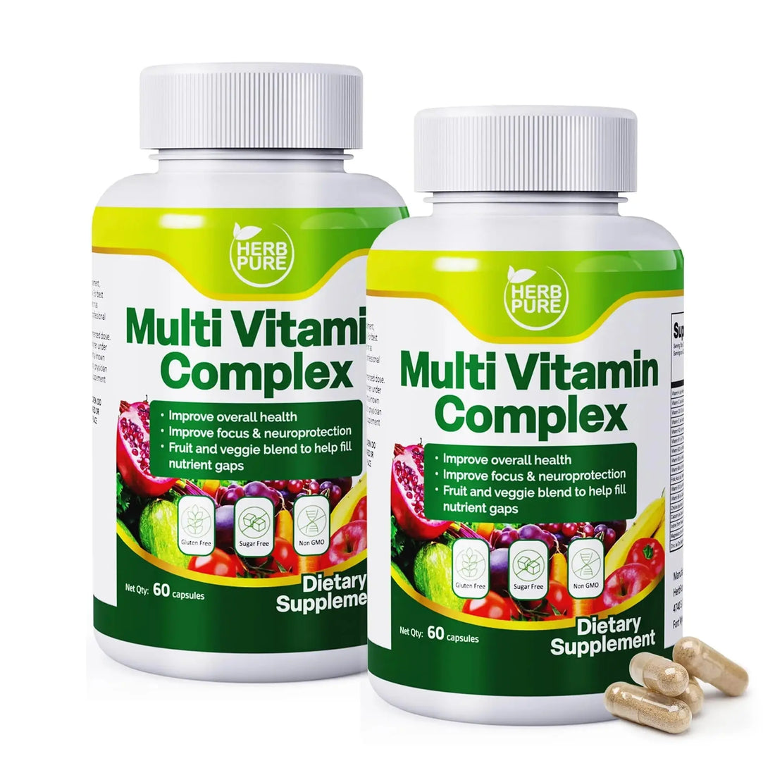 HERB PURE Multi Vitamin Complex Daily Multivitamin for Men and Women – 28 Essential Vitamins & Minerals with Active Vitamins, Superfood Blend, Alpha GPC HERB PURE AU supplements