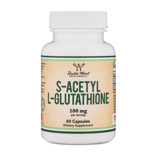 S-Acetyl L-Glutathione Capsules - 100mg, 60 Count (Acetylated Glutathione Antioxidant - More Absorbable Than Glutathione and Liposomal Glutathione, Non-GMO and Gluten Free) by Double Wood Double Wood SupplementsUS supplements
