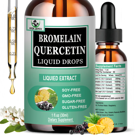 Quercetin Liquid Drops, Quercetin with Bromelain Elderberry Nettle Leaf Vitamin C Liquid Supplements, High Absorption Quercetin Liquid Drops for Women Men, Healthy Immune Antioxidant Support, Non-GMO Vita letuoAu supplements