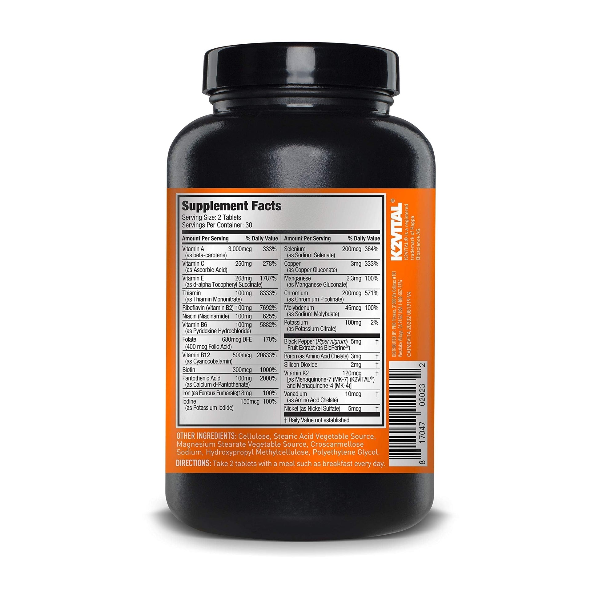 JYM Supplement Science Vita JYM Sports Multivitamin & Mineral Support, Vitamin A, C, B6, B12, E, K, Boron, Biotin, Potassium 60 Tablets JYM Supplement Science Au supplements