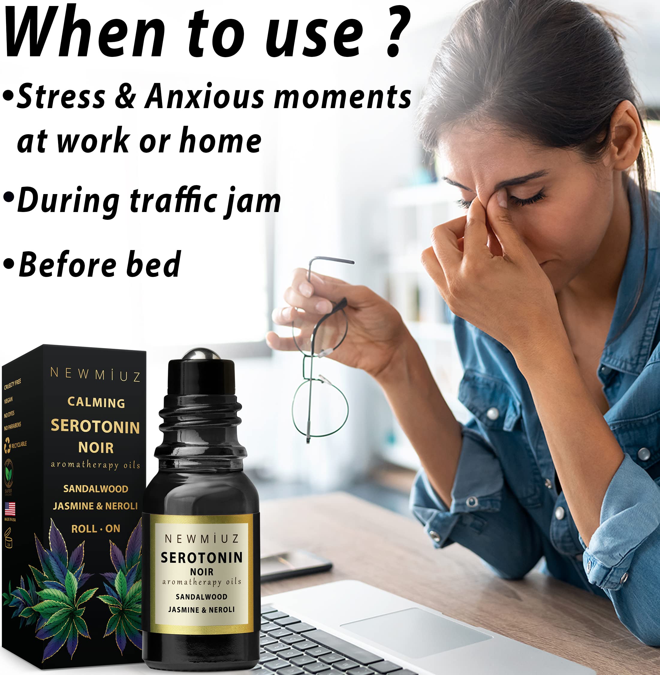 Calm Roll on Essential Oil Stress Relief Sandalwood Jasmine Destress Relaxation Calming Rolle New Miuz Au supplements