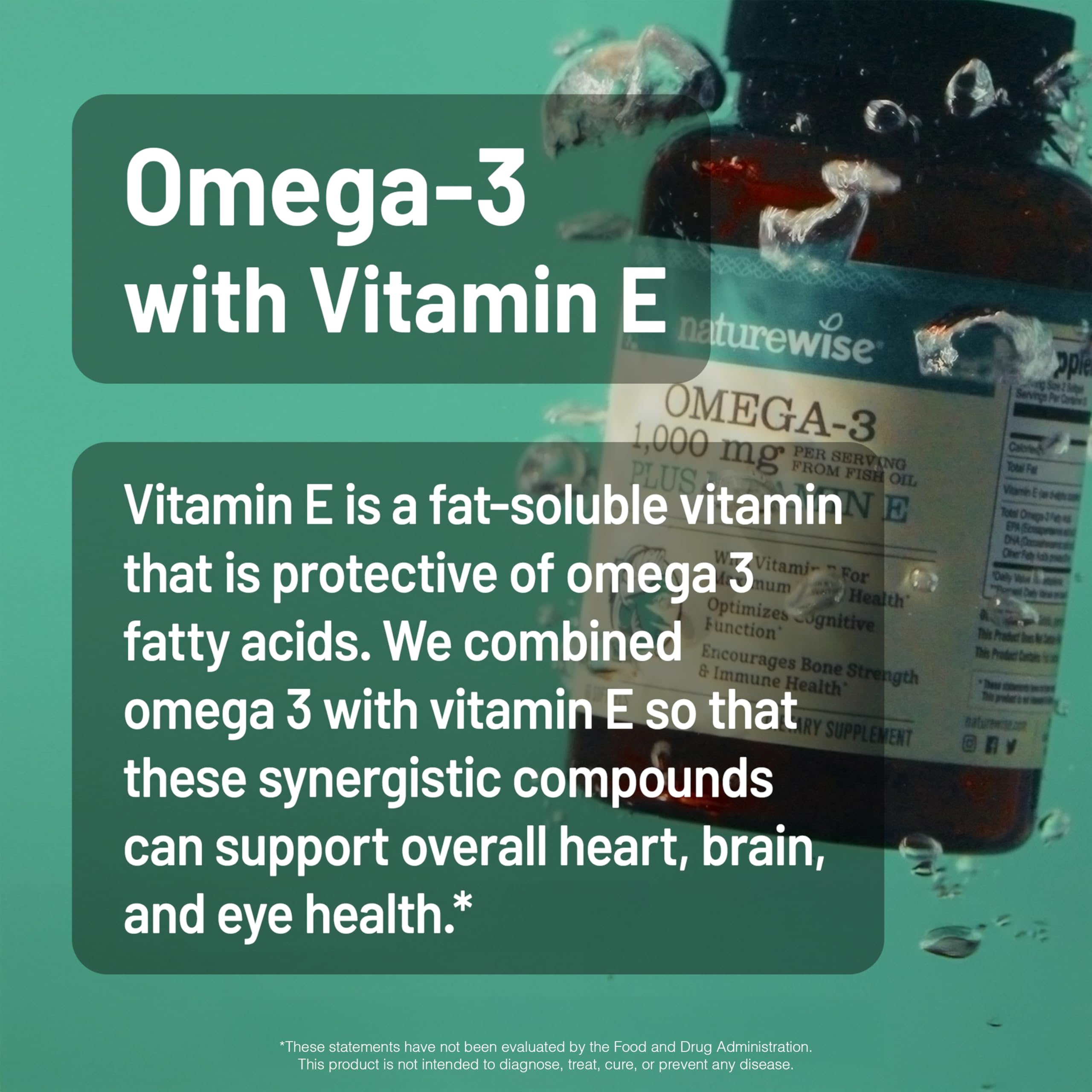 NatureWise Extra-Strength Omega 3 Fish Oil Supplement - 1000mg per Serving - 600 EPA & 400 DHA and Vitamin E - Support for Heart & Brain Health - Lemon Flavor, GMO-Free - 60 Softgels[1-Month Supply] NatureWise Au supplements