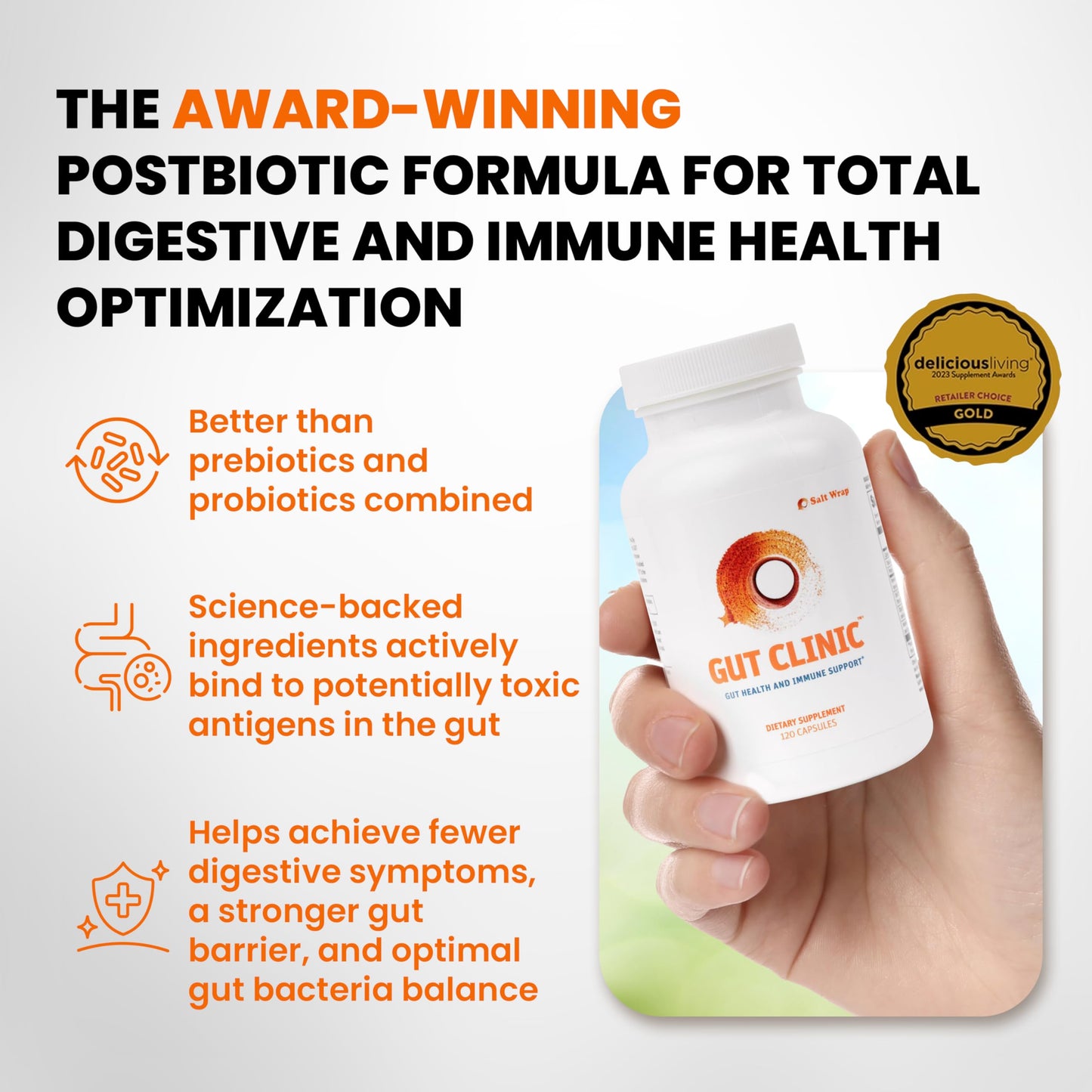 SaltWrap Gut Clinic Postbiotics - Gut Health, Complete Gut Repair, Barrier & Immune Support - Helps Bloating, Gas & Indigestion - 90 Capsules SaltWrapUS supplements