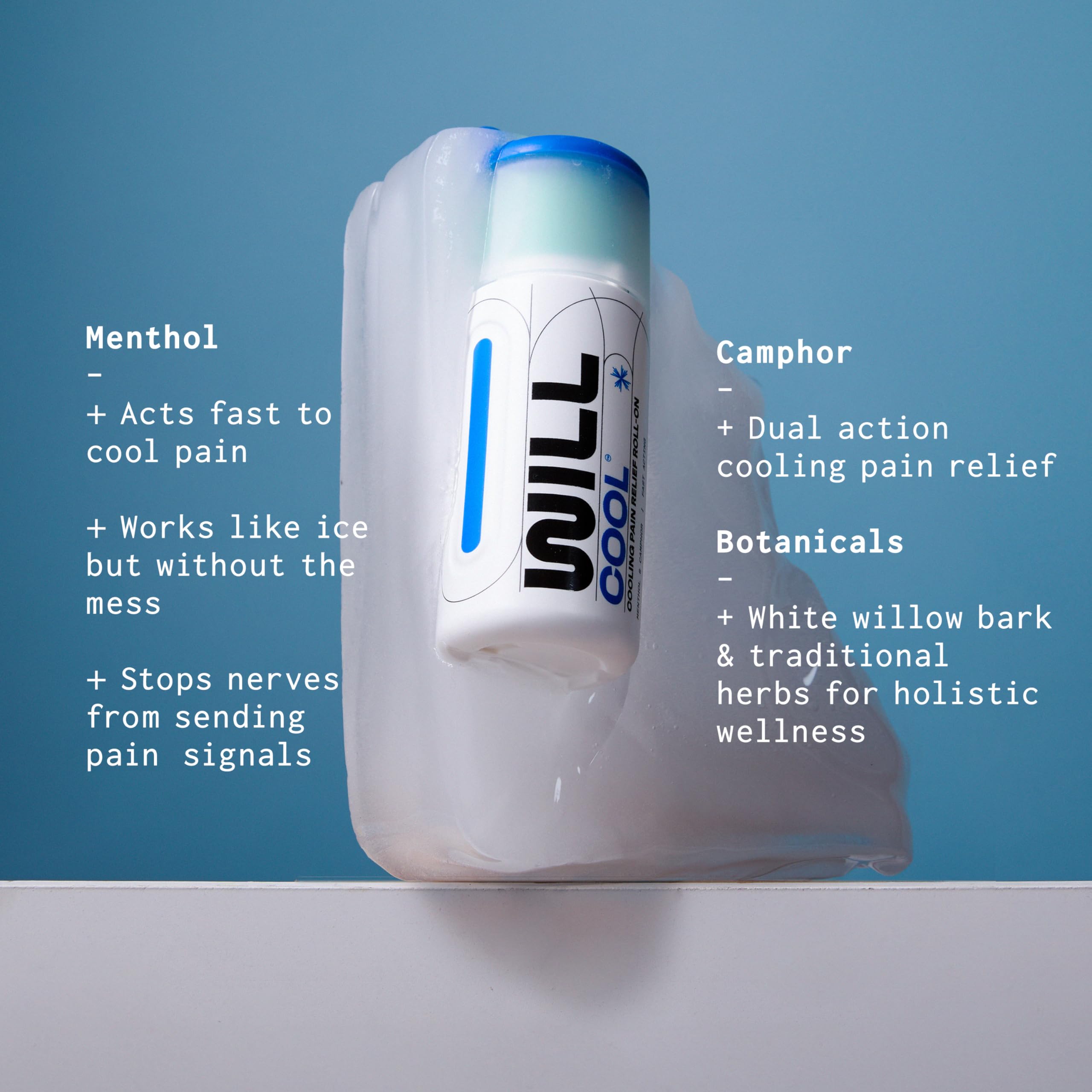 WILL PERFORM Menthol & Camphor Cooling Pain Relief for Muscle Recovery I Stop Pain Fast with ICY Relief for Joint & Muscle Therapy I Ice Bath On-The-Go, 3oz| HSA FSA Eligible WILL PERFORM Au supplements