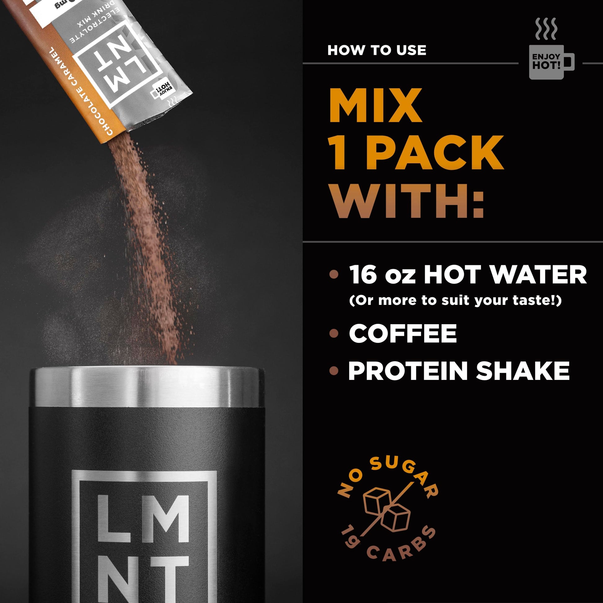 LMNT Hot Chocolate and Coffee Mixer - Chocolate Caramel Salt Electrolytes | No Sugar Drink LMNT Au supplements