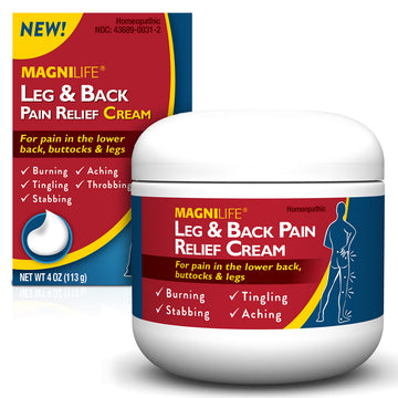 MagniLife Leg & Back Pain Relief Cream (4 oz), Topical Support for Leg Pain & Lower Back Discomfort, Fast Absorbing, No Residue, Mild Scent, Massage-in Formula MagniLife Au supplements