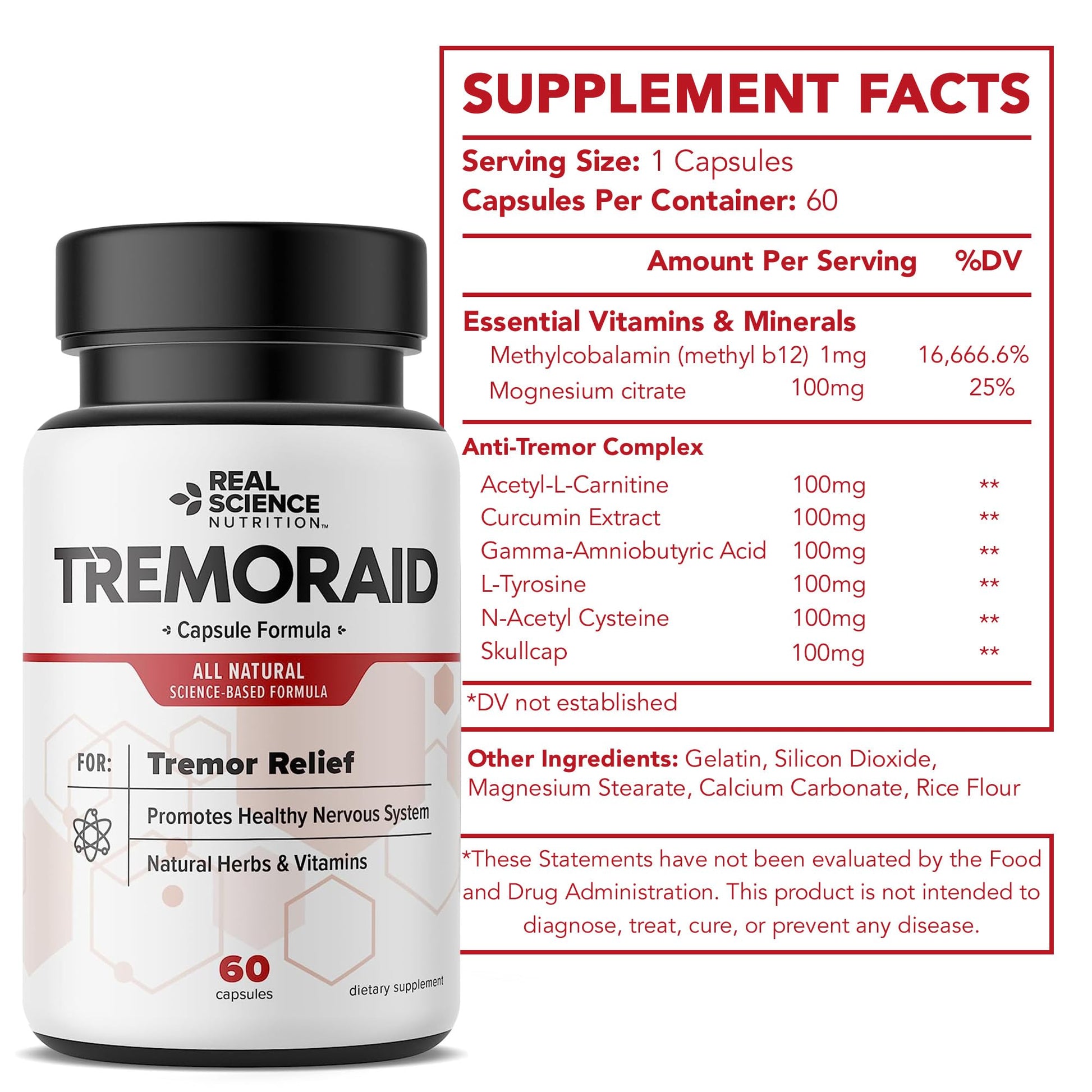 Tremoraid Essential Tremor Relief Supplements (60 Caps)* (3 Bottles) Tremoraid Au supplements