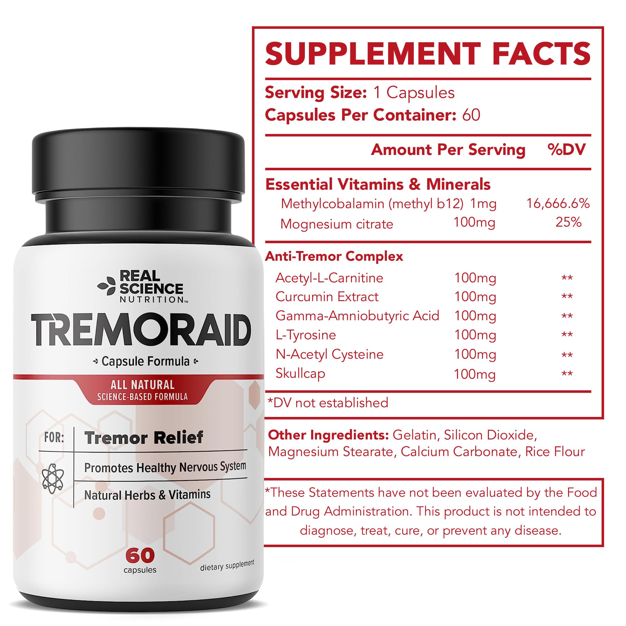 Tremoraid Essential Tremor Relief Supplements (60 Caps)* (3 Bottles) Tremoraid Au supplements