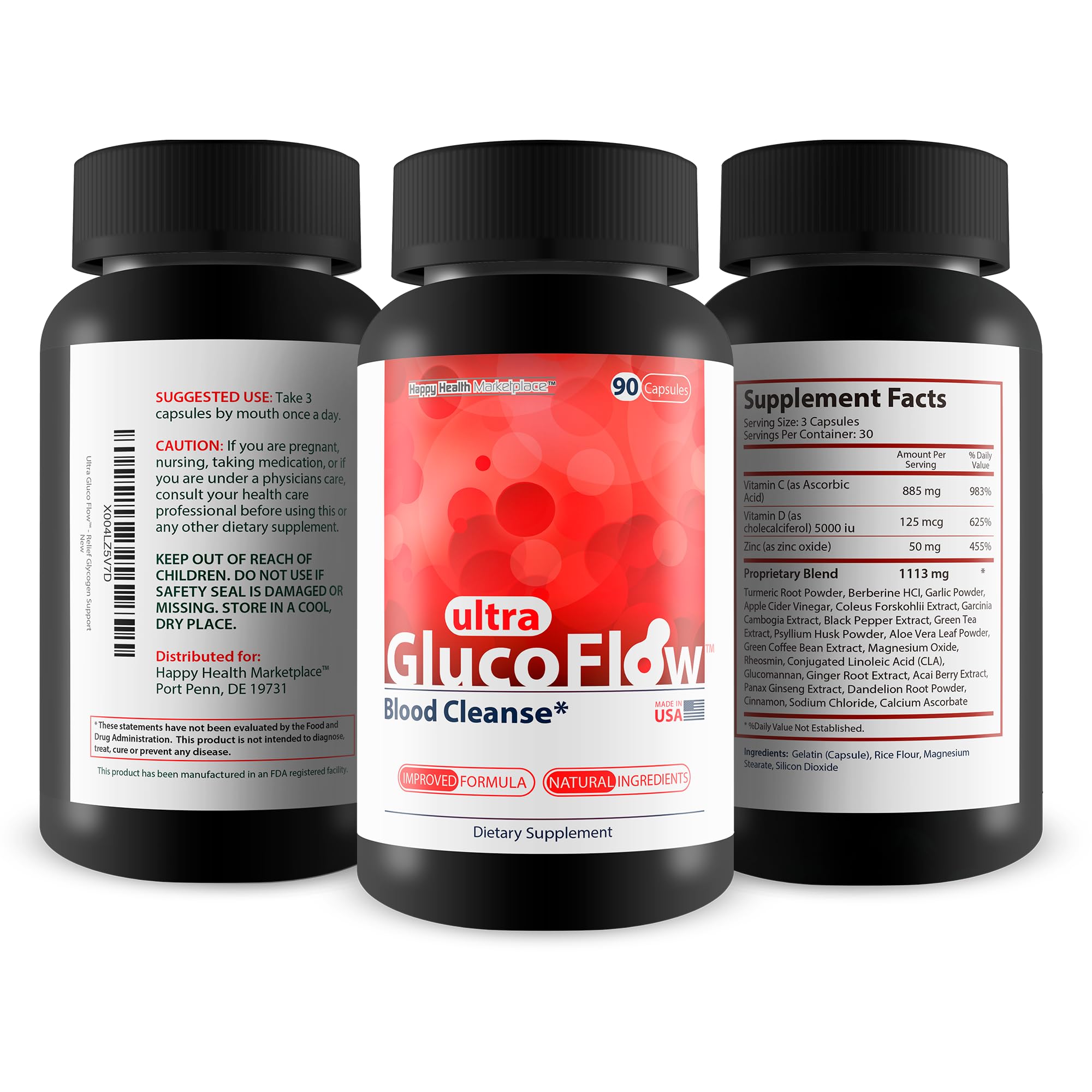 Ultra Gluco Flow - Improved Formula - Our Best Blood Cleanse Detox Cleanse Blood Support Pills - Blood Health Blood Circulation Pills Detox Cleanse Blood Gluco Bio Sweet Relief Glycogen Support Happy Health Marketplace Au supplements