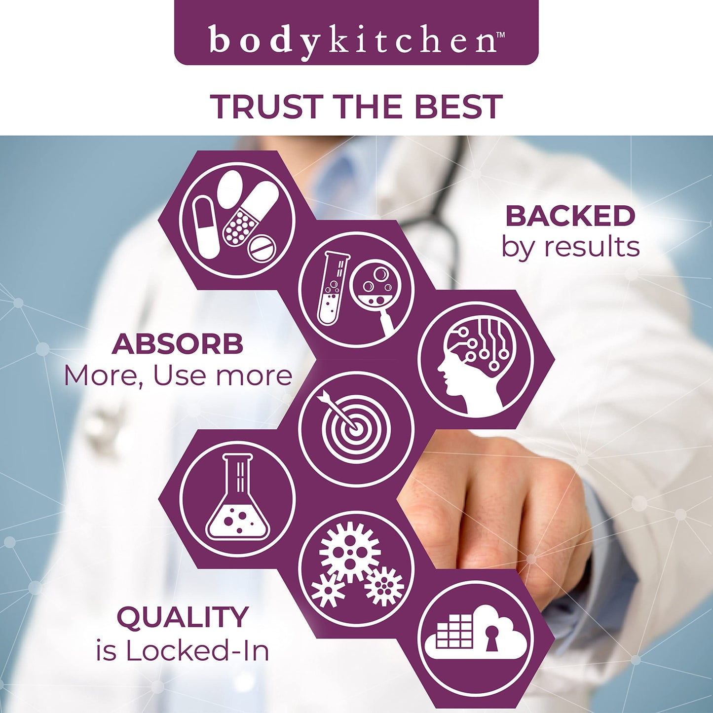 Body Kitchen Pro-Elastin 1000 mg Elastin Supplement, Reduce Signs of Aging, Improved Skin Health, Firmness & Elasticity, Fewer Wrinkles, Veggie Caps (Pack of 3) Body Kitchen buy supplements Au
