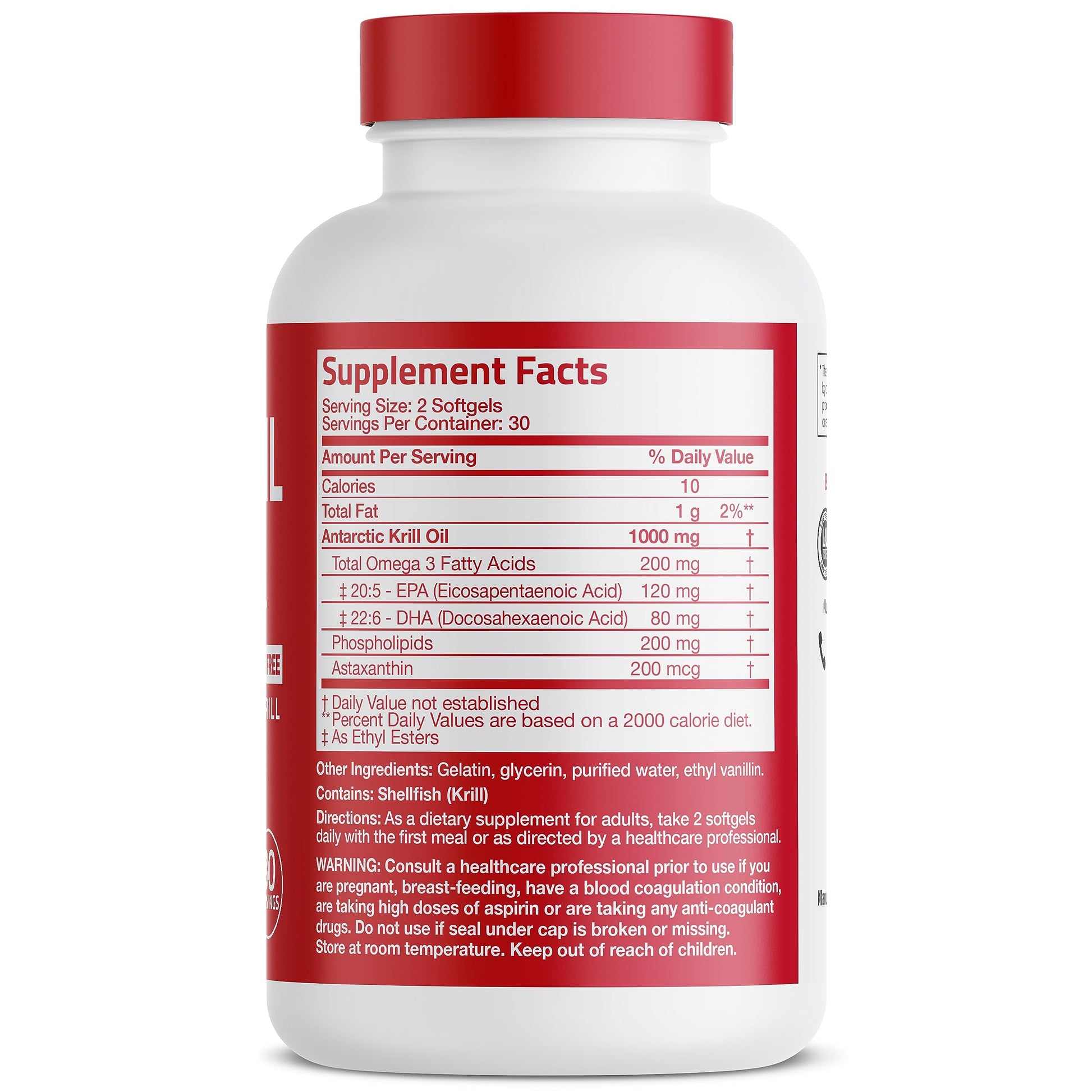 Bronson Antarctic Krill Oil 1000 mg with Omega-3s EPA, DHA, Astaxanthin Bronson Au supplements