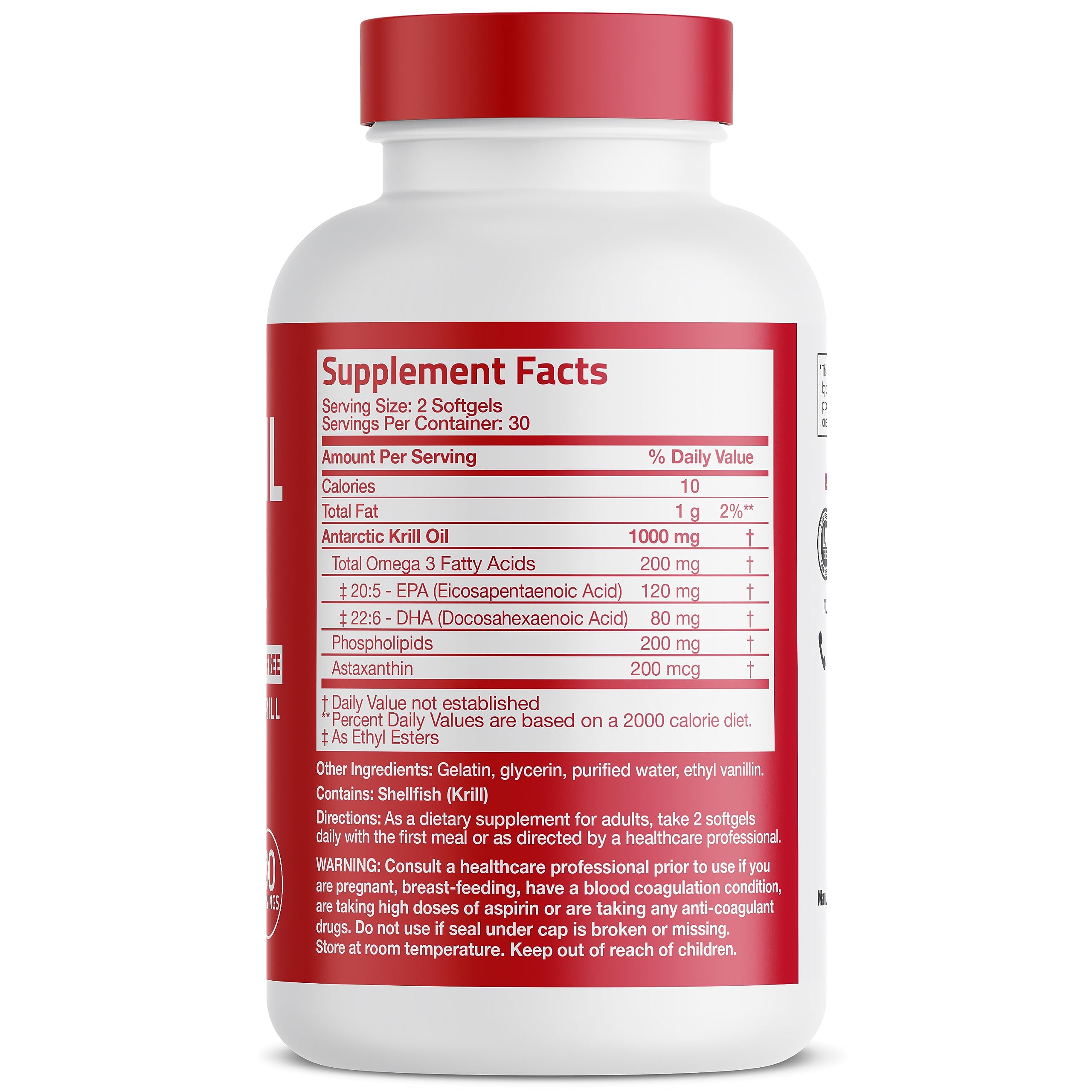 Bronson Antarctic Krill Oil 1000 mg with Omega-3s EPA, DHA, Astaxanthin Bronson Au supplements