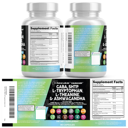 Clean Nutraceuticals GABA 750mg 5 HTP 200mg L Tryptophan 500mg L Theanine 200mg Ashwagandha SAM-e L-Glycine - Mood Support Vitamins for Women and Men with L-Tyrosine 5-HTP (5-Hydroxytryptophan) Clean Nutraceuticals buy supplements Au