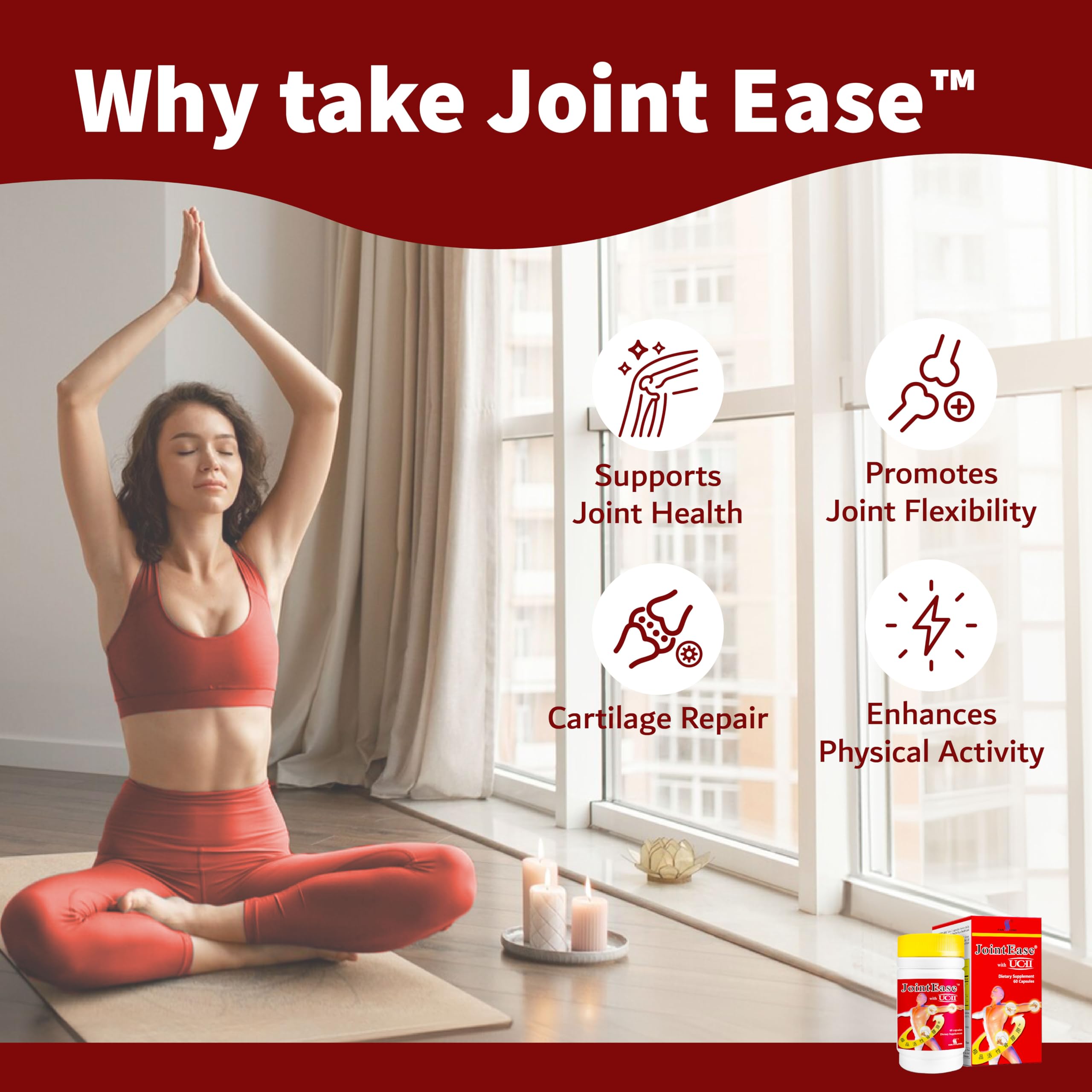 FARLONG JointEase with UC-II, Undenatured Type II Collagen, Glucosamine Hydrochloride, Chondroitin Sulfate, Joint Dietary Supplement | 60 Capsules FAR LONG Au supplements