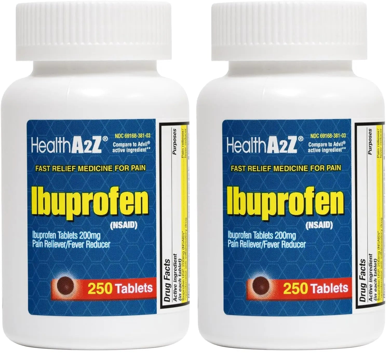 HealthA2Z® Ibuprofen 200mg | Pain Relief | Body Aches | Headache | Arthritis | Cramps | Back Pain | Fever Reducer… (250 Count) (Pack of 2) HealthA2Z Au supplements