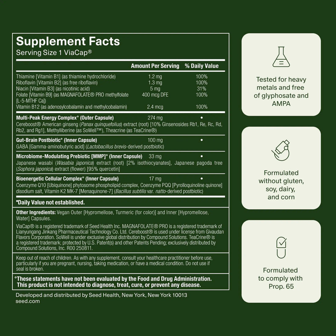 Seed AM-02 Energy + Focus - Daily Nootropic Supplement for Women & Men - Fast-Acting & Sustained Energy for Up to 6 Hours - Caffeine-Free Vegan & Shelf-Stable - 30 Capsules (30-Day Supply) Visit the Seed Store Au supplements