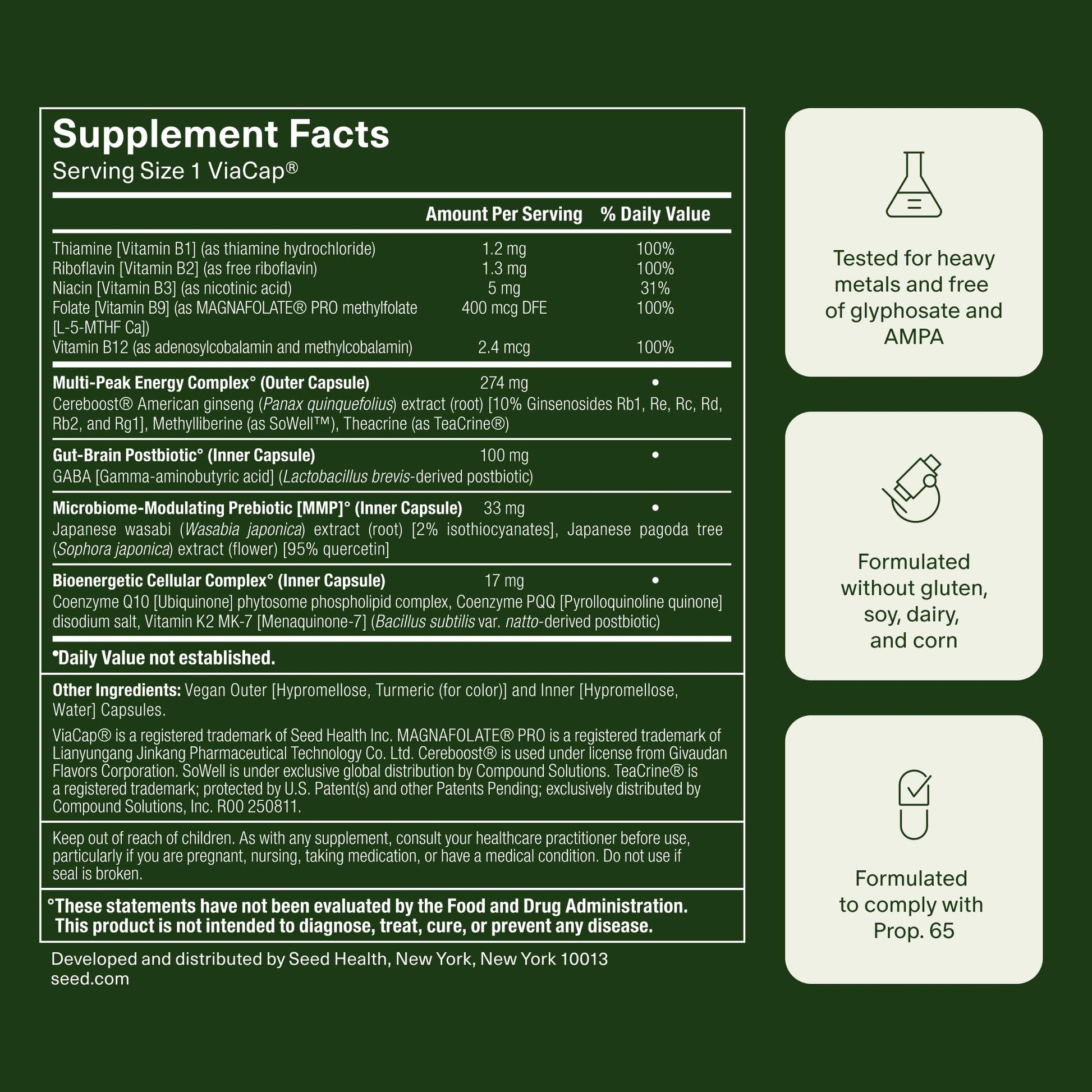 Seed AM-02 Energy + Focus - Daily Nootropic Supplement for Women & Men - Fast-Acting & Sustained Energy for Up to 6 Hours - Caffeine-Free Vegan & Shelf-Stable - 30 Capsules (30-Day Supply) Seed buy supplements Au