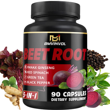 Beet Root Capsules - Green Tea, Red Spinach, Ginseng, Black Pepper - 90 Count - Supports Digestive, Immune System, Energy Levels - 3 Month Supply BMVINVOL Au supplements