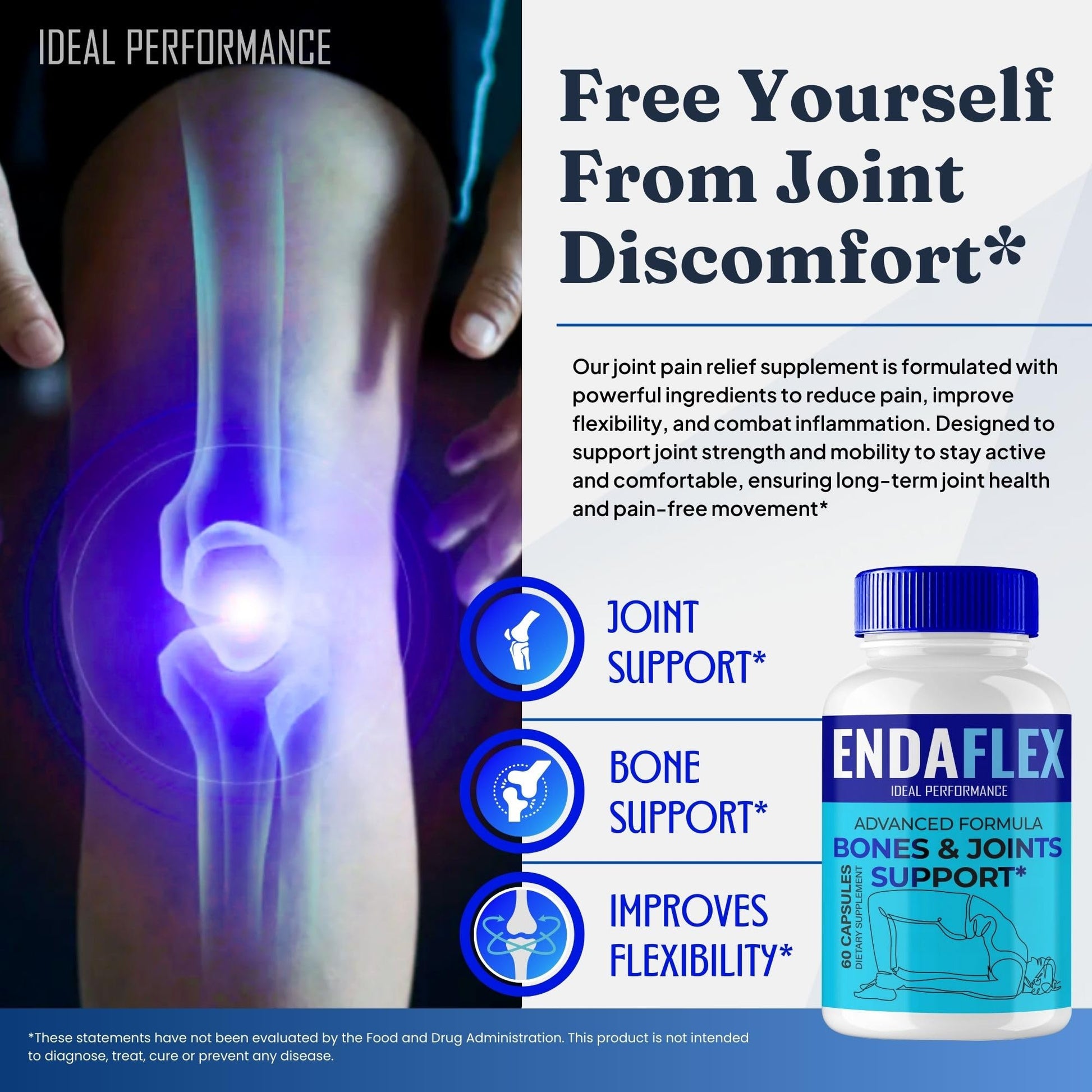 Endaflex Capsules, Advanced Joint Support Supplement Pills for Mobility and Comfort - Maximum Strength, Official Enda Flex Joint Support All Natural Formula, Premium Enda-Flex Reviews (2 Pack) IDEAL PERFORMANCE Au supplements