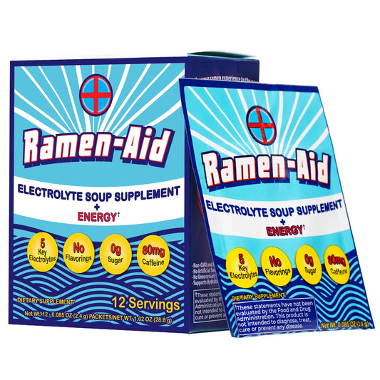 Ramen-Aid Electrolyte Soup Supplement with Energy, 80mg Caffeine, Sodium-Free, Sugar-Free, 12 Packets Ramen-AidAu supplements