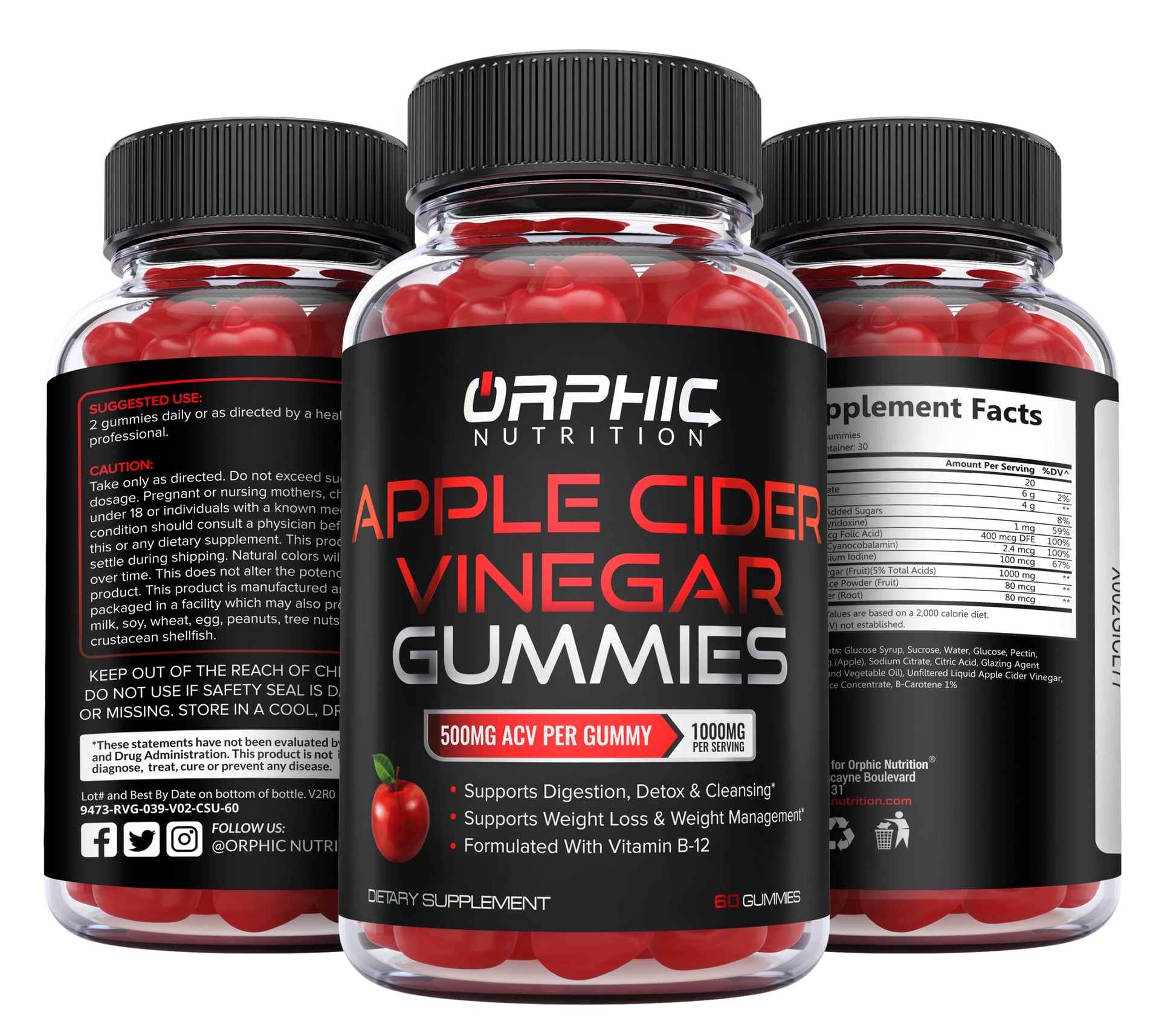Apple Cider Vinegar Gummies - 1000mg - Formulated to Support Weight ORPHIC NUTRITION Au supplements