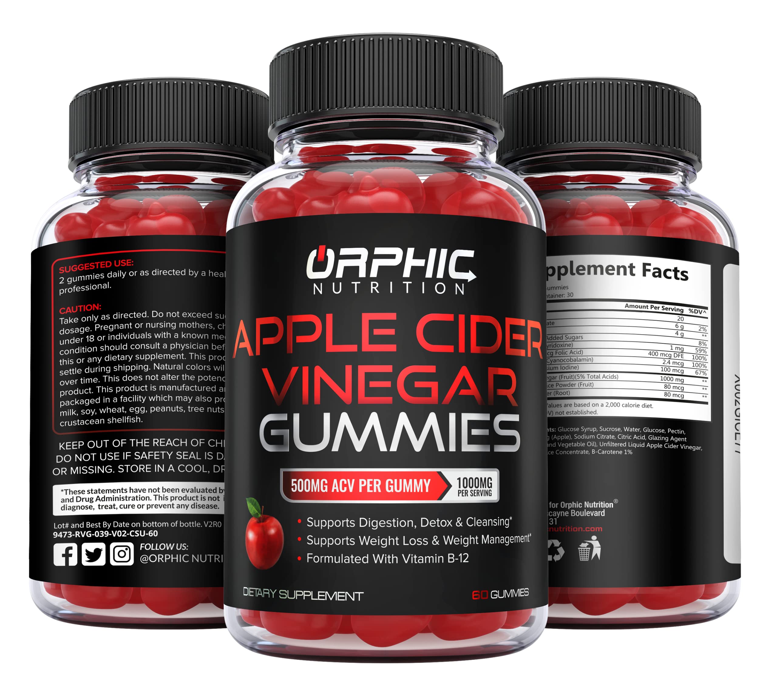Apple Cider Vinegar Gummies - 1000mg - Formulated to Support Weight ORPHIC NUTRITION Au supplements