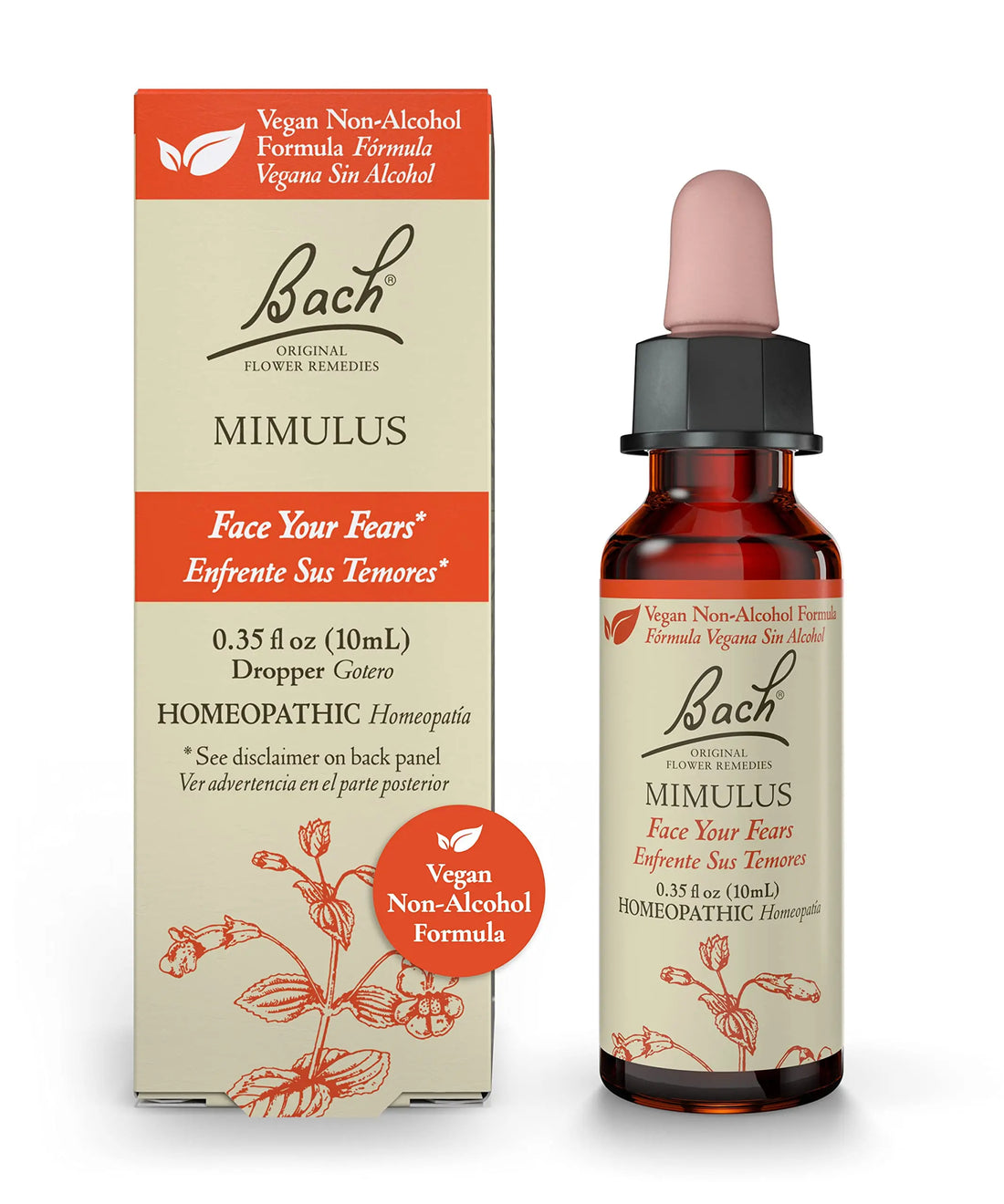 Bach Original Flower Remedies, Mimulus for Facing Fears (Non-Alcohol Formula), Natural Homeopathic Bach uk supplements