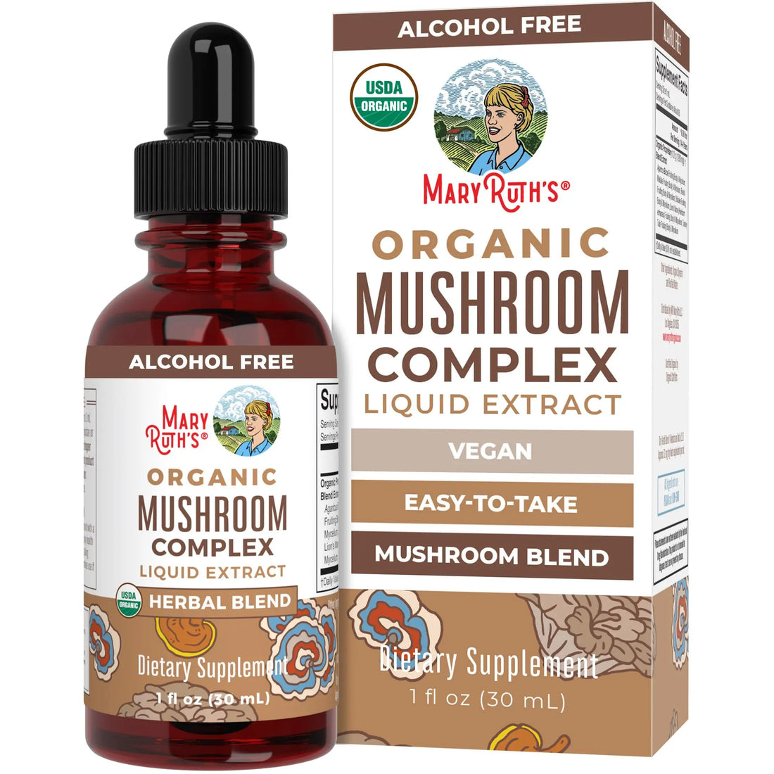 MaryRuth's Mushroom Complex | Lion's Mane | Turkey Tail | Reishi Mushroom | Shiitake Mushrooms | Alcohol Free | Mushroom Blend | Organic | Non-GMO | Vegan | 30 Servings MARYRUTH'S Au supplements