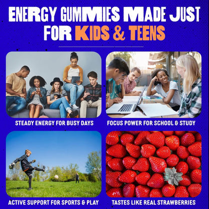 SAM+LEO Vitamin B Complex Gummies with Biotin for Kids & Teens - Caffeine-Free Focus & Energy Support Supplement Gummies | SAM+LEOUS supplements