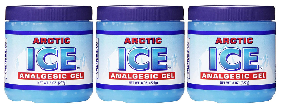 ARCTIC ICE Set of 3 Pain Relief Analgesic Gels! 8oz Each! Temporarily Relieves Muscle Aches, Backaches, Strains, Sprains, Arthritis, Bruises, Sports Injuries! Made in USA! (3) ARCTIC ICE uk supplements