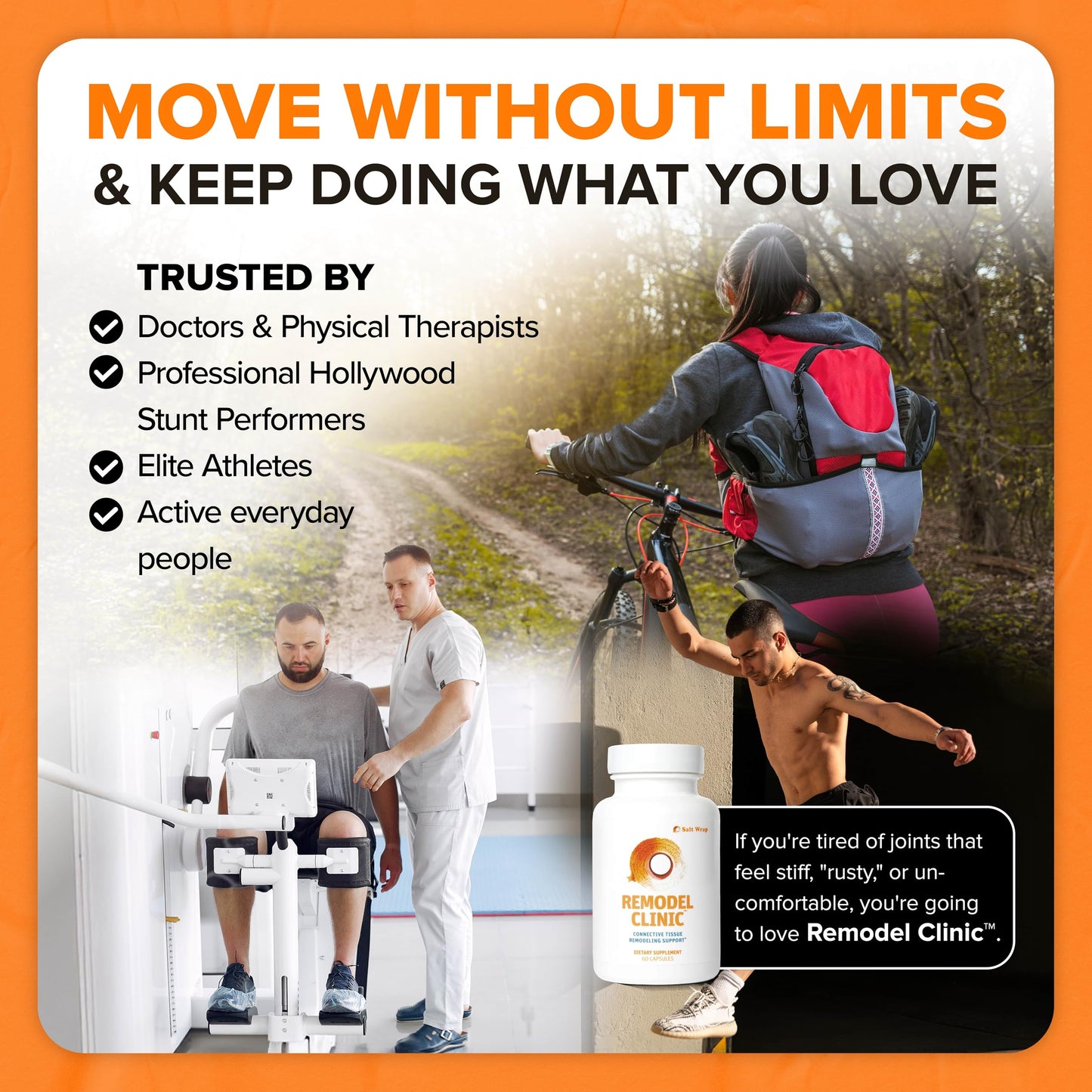 SaltWrap Remodel Clinic - Joint Remodeling Supplement for Senescent Cell Removal and Scar Tissue - Improve Mobility, Reduce Connective Tissue Stiffness - Fisetin, Quercetin, Bromelain - 60 Capsules SaltWrapAu supplements
