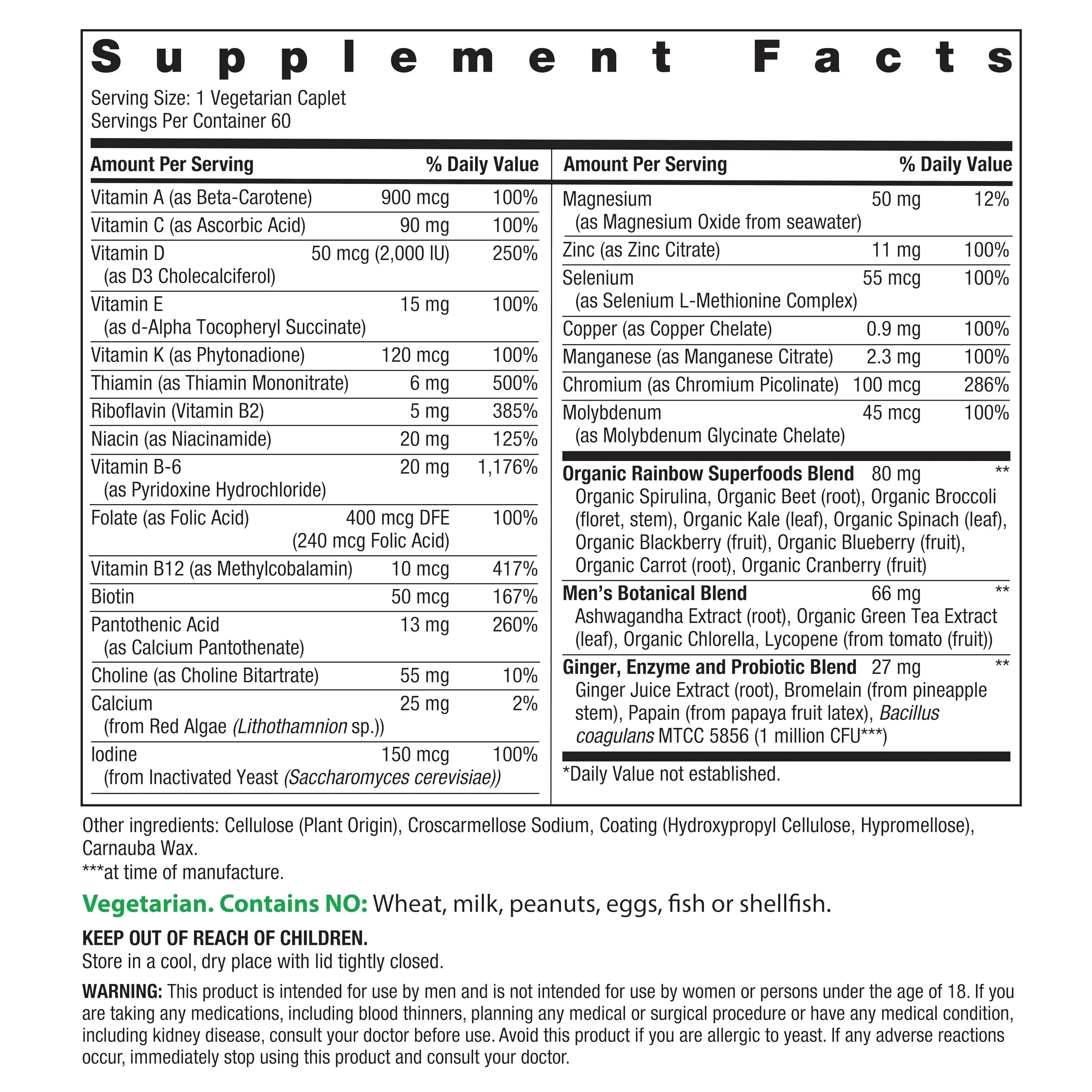 Rainbow Light Mens Multivitamin One + | 60 Caplets | Supports Energy & Antioxidant Health | with Real Food Nutrients, Digestive Enzymes & Probiotics Rainbow Light Au supplements