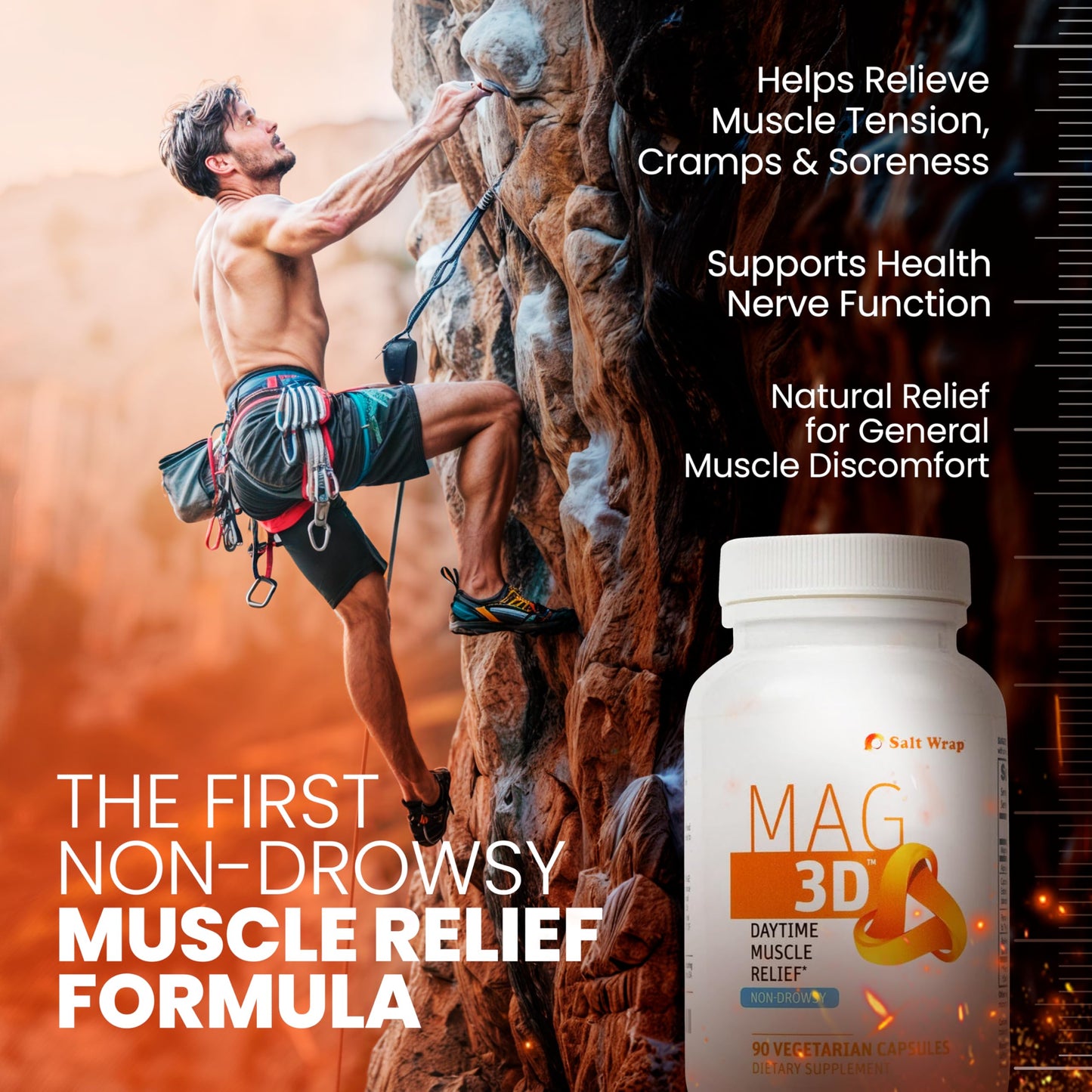 SaltWrap Mag 3D – Daytime (Non-Drowsy) Leg Cramp & Muscle Relief Support - Natural Supplement for Muscle and Nerve Health with Turmeric, Alpha Lipoic Acid & Magnesium SaltWrapAu supplements